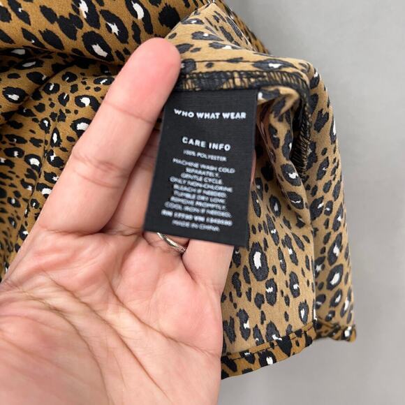 Who What Wear Leopard Print Midi Dress Womens Small Long Sleeve Belted - Picture 11 of 12
